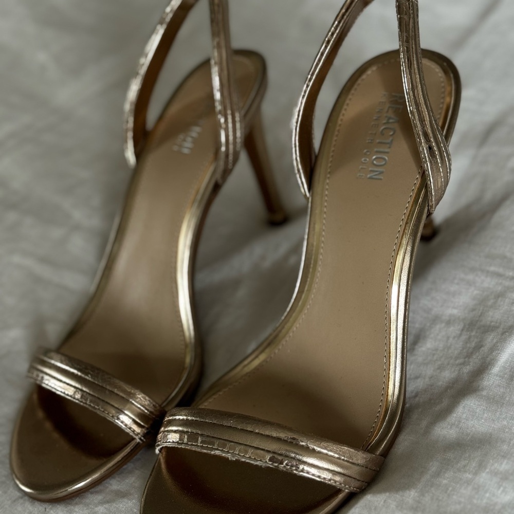 Kenneth Cole Gold Strappy Heels